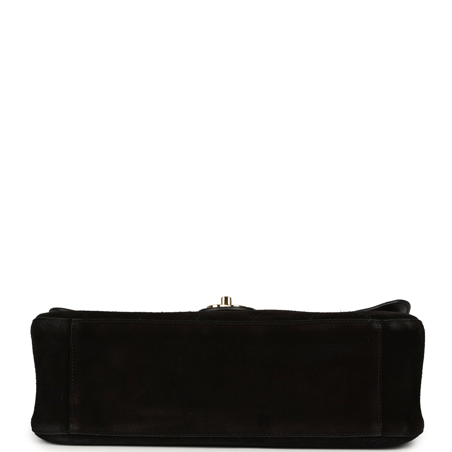 Maxi "Souplissimo" Small Flap Bag Black Suede Gold Hardware