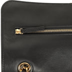 Maxi "Souplissimo" Small Flap Bag Black Suede Gold Hardware