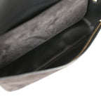 Maxi "Souplissimo" Small Flap Bag Black Suede Gold Hardware