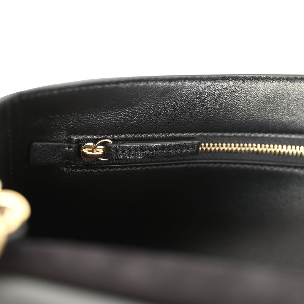 Maxi "Souplissimo" Small Flap Bag Black Suede Gold Hardware