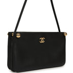 "Chic Studs" Clutch Bag Black Lambskin Gold Hardware