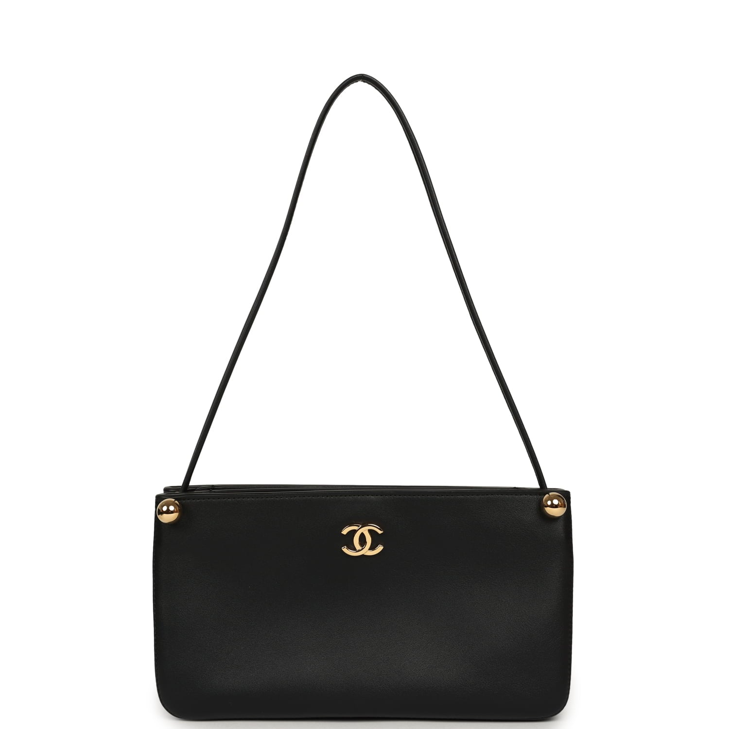 "Chic Studs" Clutch Bag Black Lambskin Gold Hardware