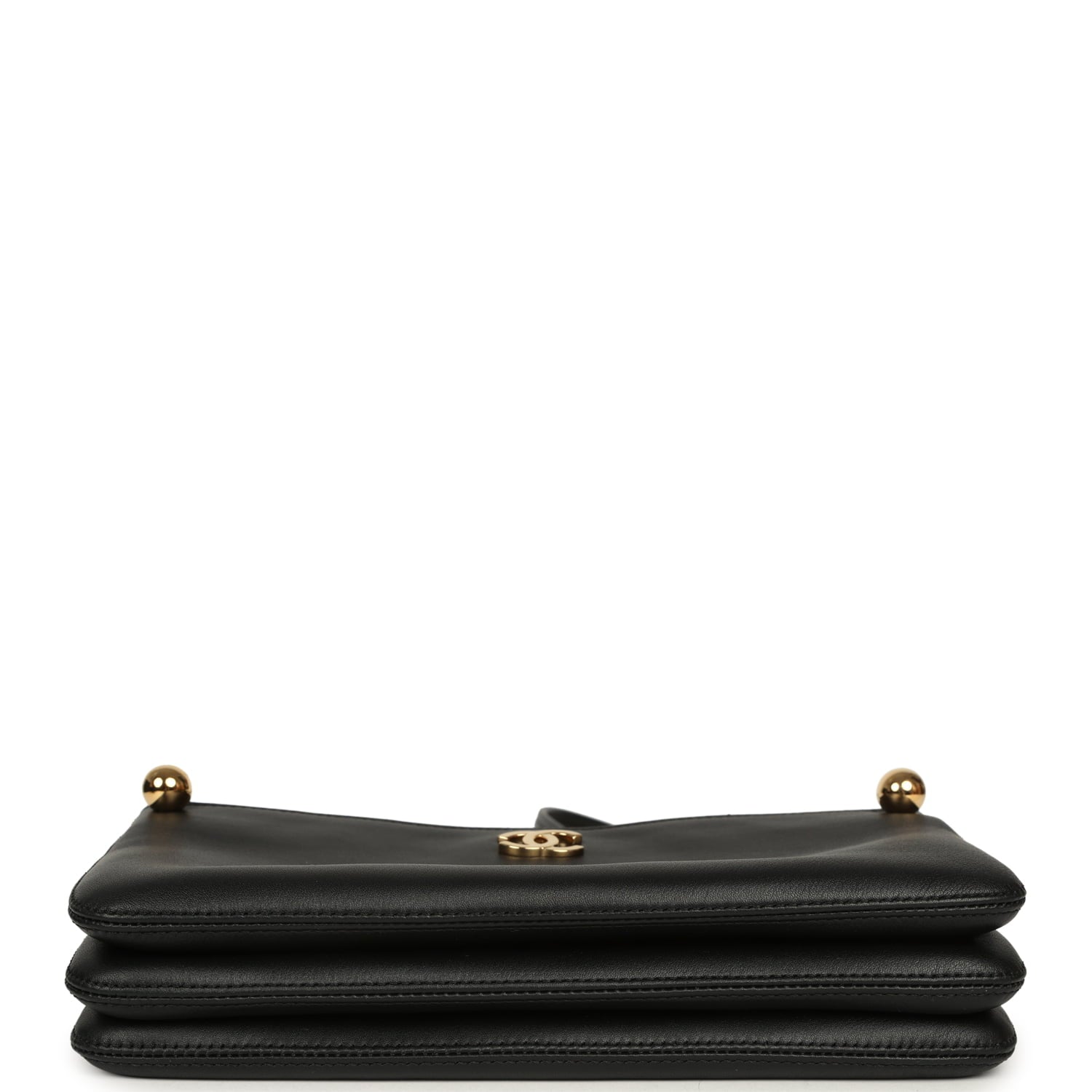 "Chic Studs" Clutch Bag Black Lambskin Gold Hardware