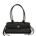 Small "Urban Essential" East West Shopping Tote Black Caviar Gold Hardware