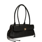Small "Urban Essential" East West Shopping Tote Black Caviar Gold Hardware