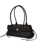 Small "Urban Essential" East West Shopping Tote Black Caviar Gold Hardware