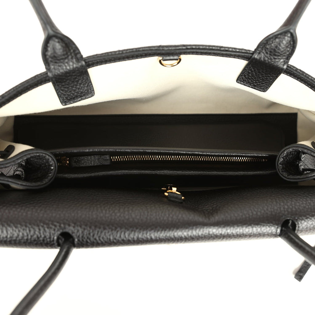 Small "Urban Essential" East West Shopping Tote Black Caviar Gold Hardware