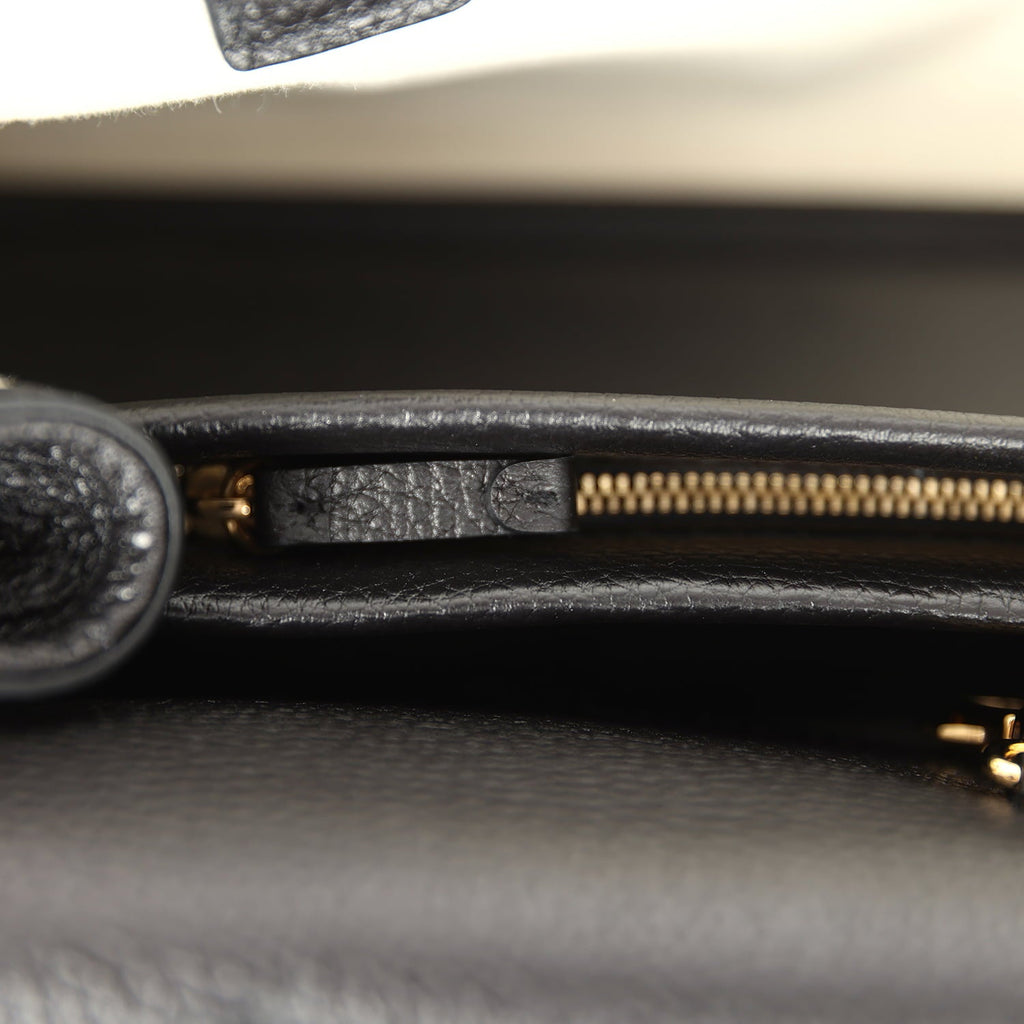 Small "Urban Essential" East West Shopping Tote Black Caviar Gold Hardware