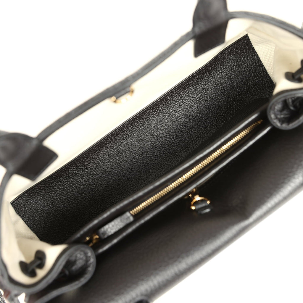 Small "Urban Essential" East West Shopping Tote Black Caviar Gold Hardware