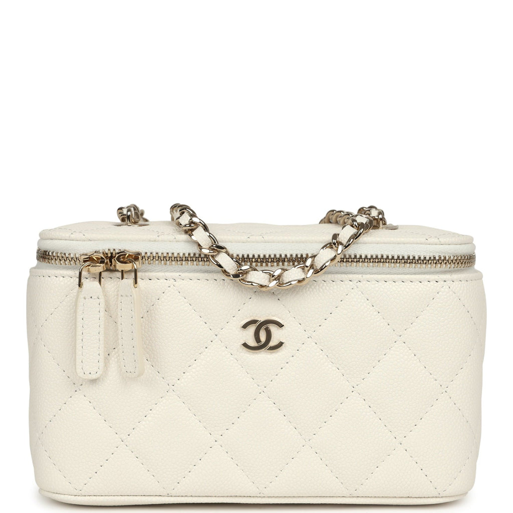 Small Vanity Case White Caviar Light Gold Hardware