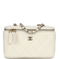 Small Vanity Case White Caviar Light Gold Hardware