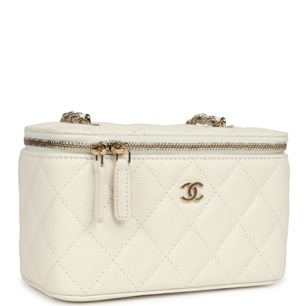 Small Vanity Case White Caviar Light Gold Hardware