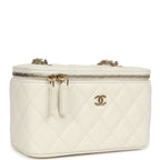 Small Vanity Case White Caviar Light Gold Hardware