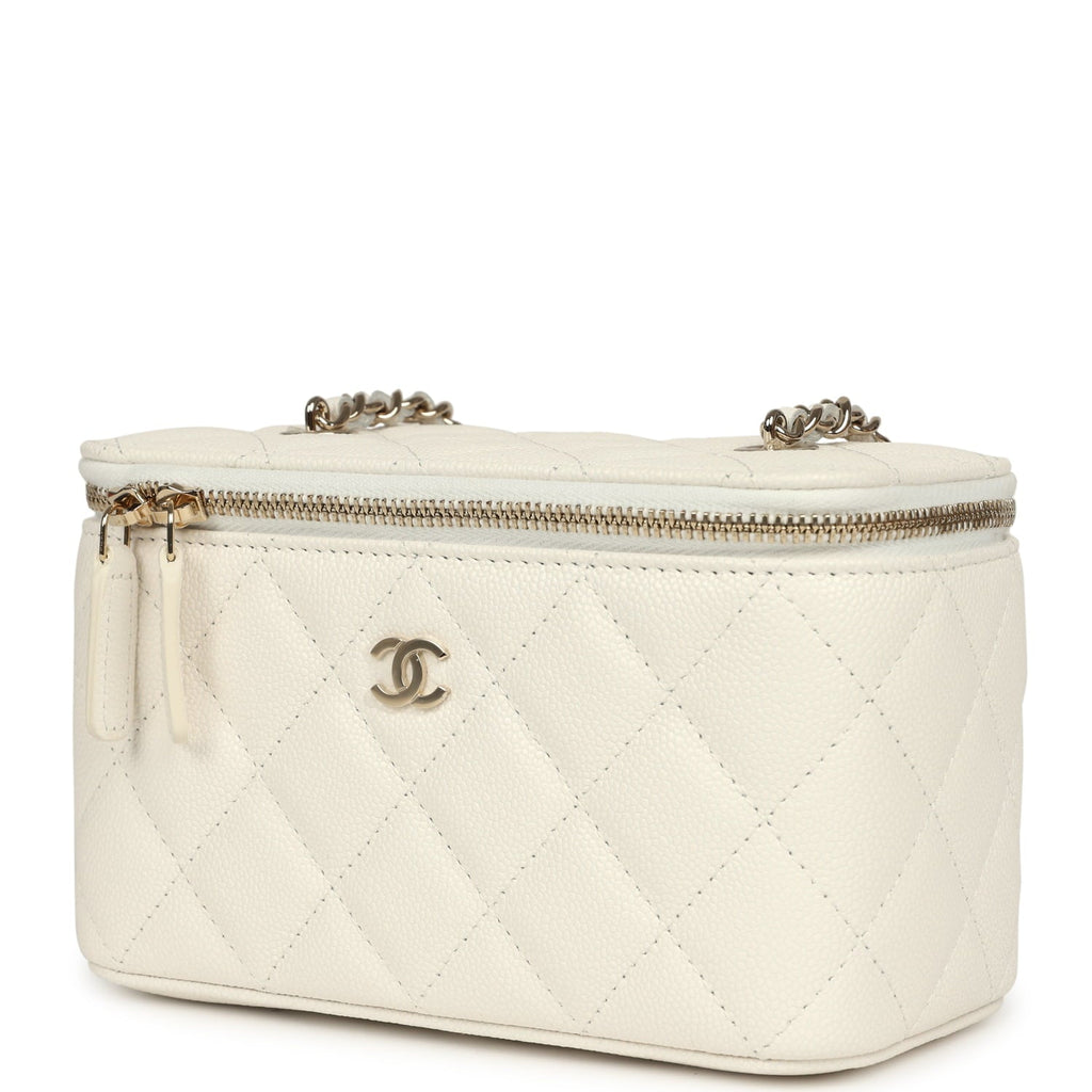 Small Vanity Case White Caviar Light Gold Hardware