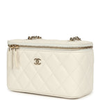 Small Vanity Case White Caviar Light Gold Hardware