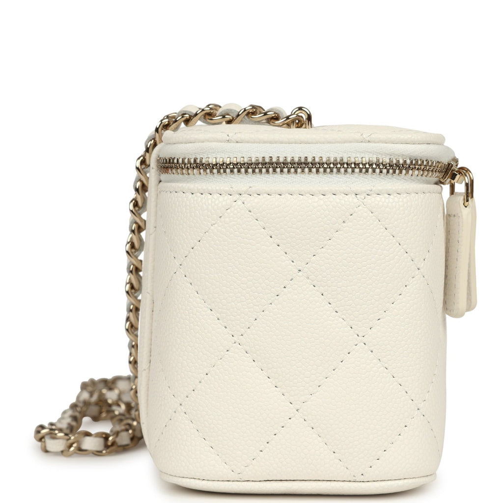 Small Vanity Case White Caviar Light Gold Hardware