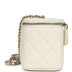 Small Vanity Case White Caviar Light Gold Hardware