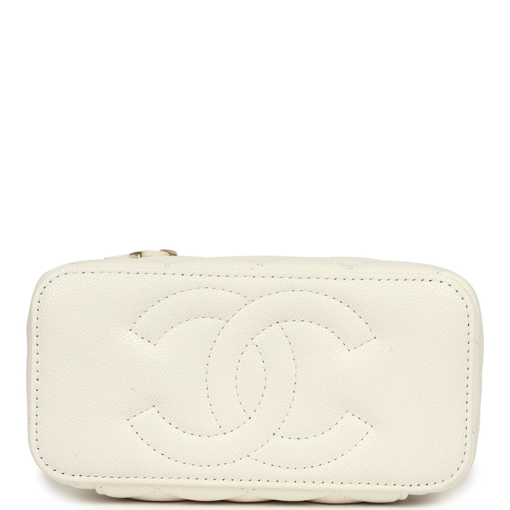 Small Vanity Case White Caviar Light Gold Hardware