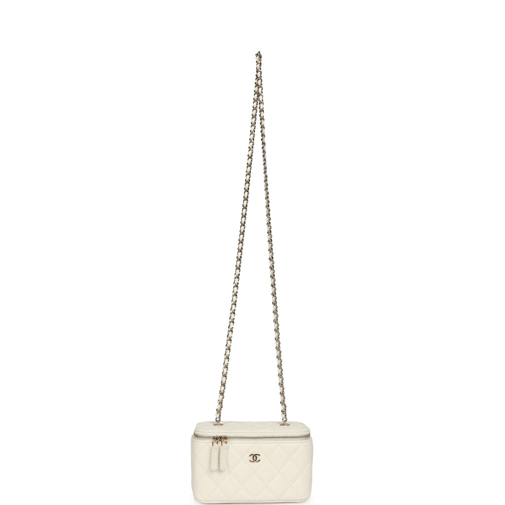 Small Vanity Case White Caviar Light Gold Hardware