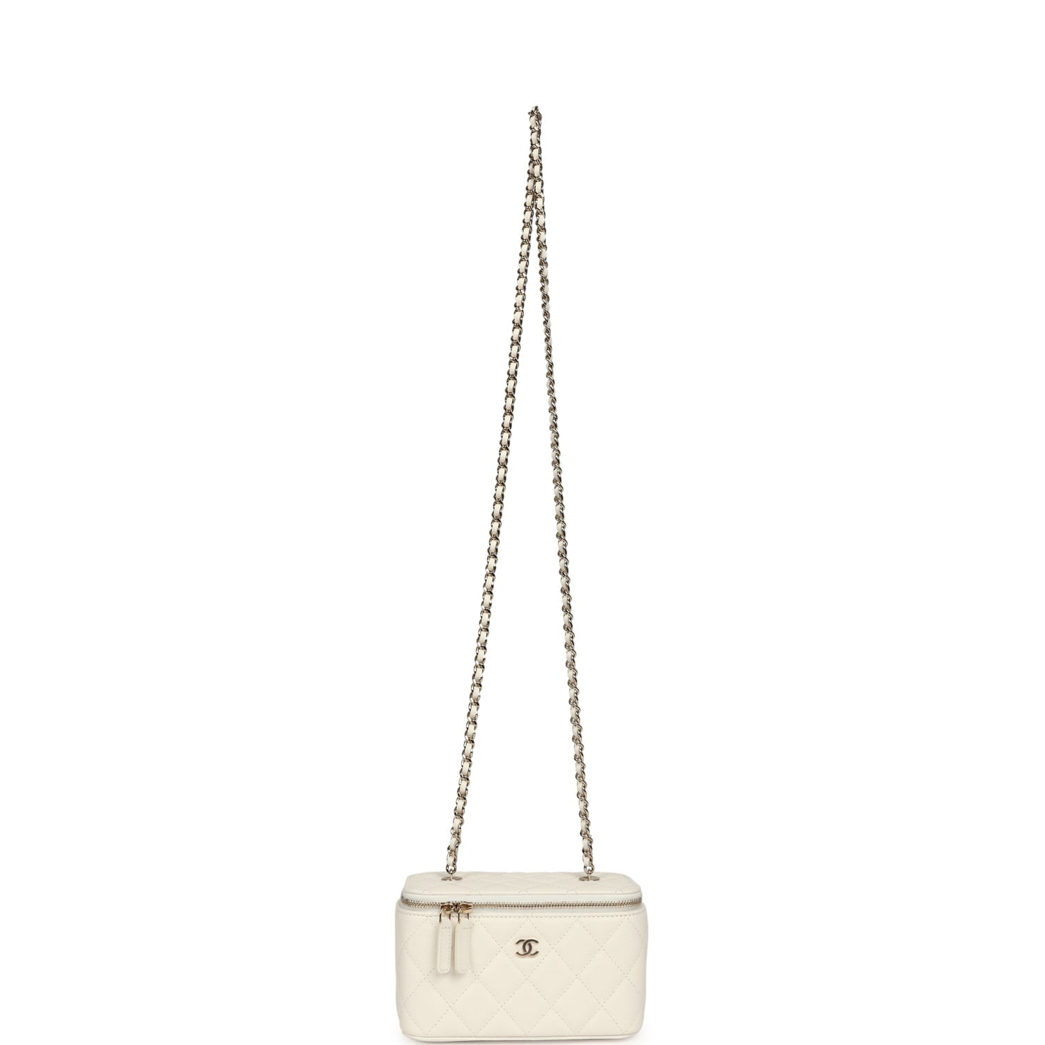 Small Vanity Case White Caviar Light Gold Hardware