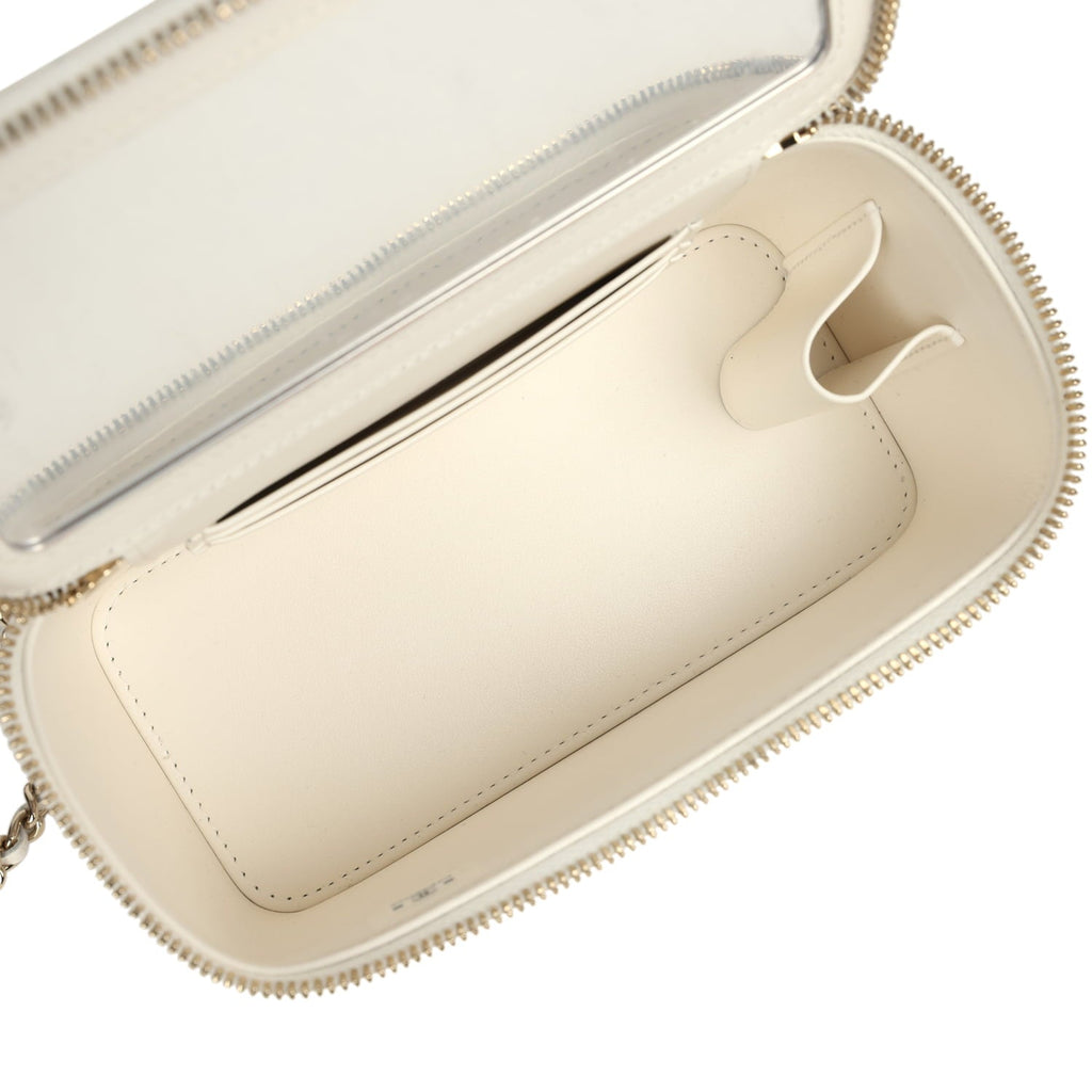 Small Vanity Case White Caviar Light Gold Hardware