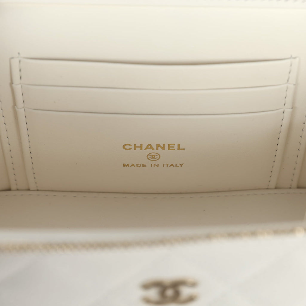 Small Vanity Case White Caviar Light Gold Hardware