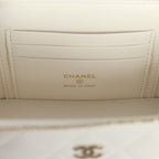 Small Vanity Case White Caviar Light Gold Hardware