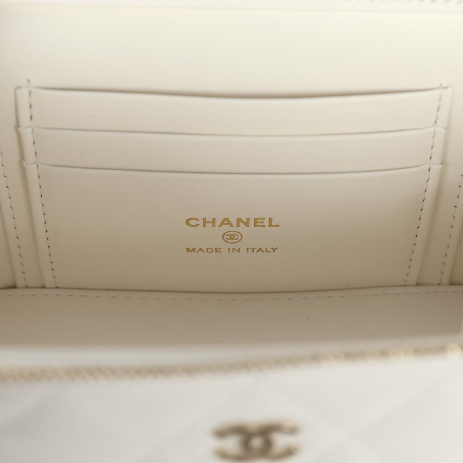 Small Vanity Case White Caviar Light Gold Hardware