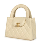 Small Kelly Shopper Light Beige Shiny Aged Calfskin Brushed Gold Hardware