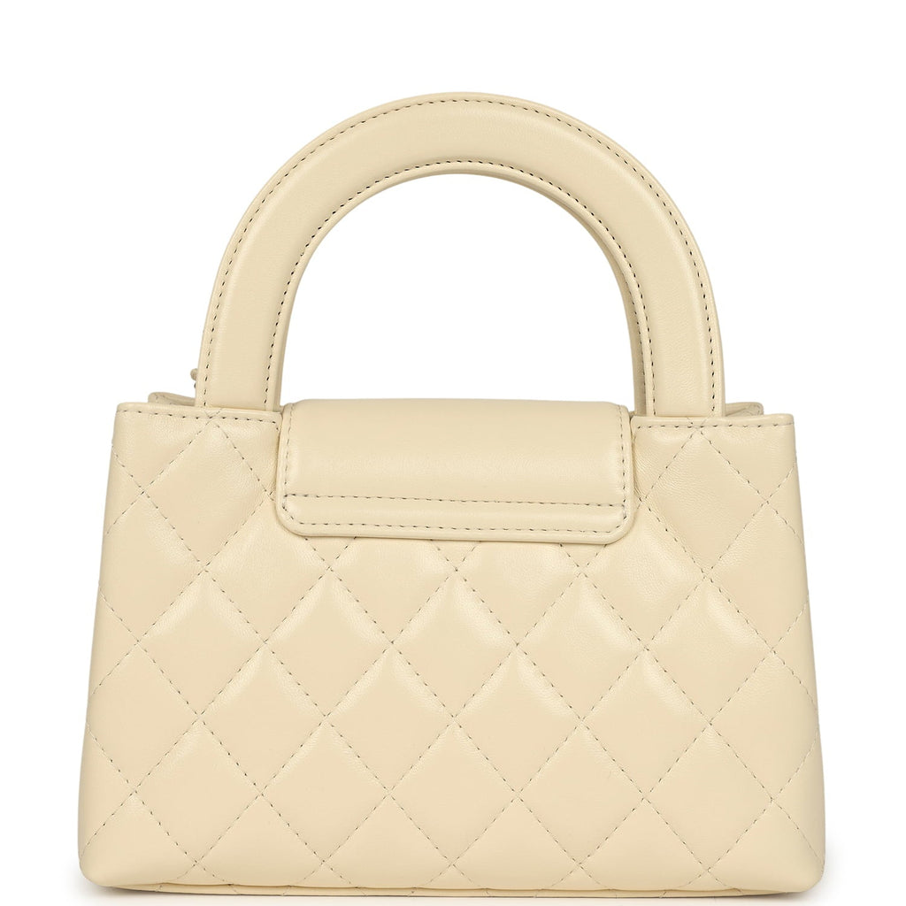 Small Kelly Shopper Light Beige Shiny Aged Calfskin Brushed Gold Hardware