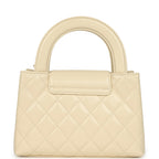 Small Kelly Shopper Light Beige Shiny Aged Calfskin Brushed Gold Hardware