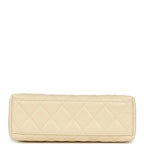 Small Kelly Shopper Light Beige Shiny Aged Calfskin Brushed Gold Hardware