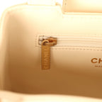 Small Kelly Shopper Light Beige Shiny Aged Calfskin Brushed Gold Hardware