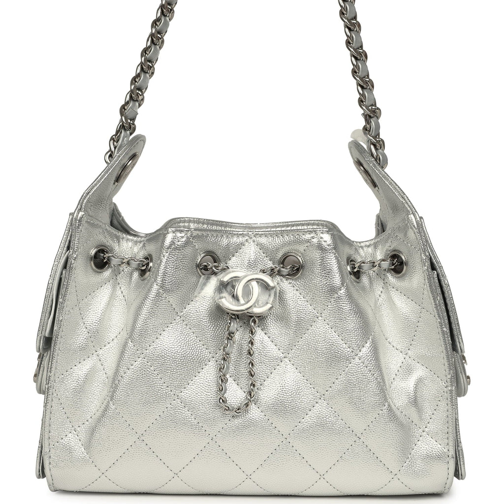 Mini 25 Hobo Bag Metallic Silver Caviar Silver Hardware