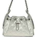 Mini 25 Hobo Bag Metallic Silver Caviar Silver Hardware