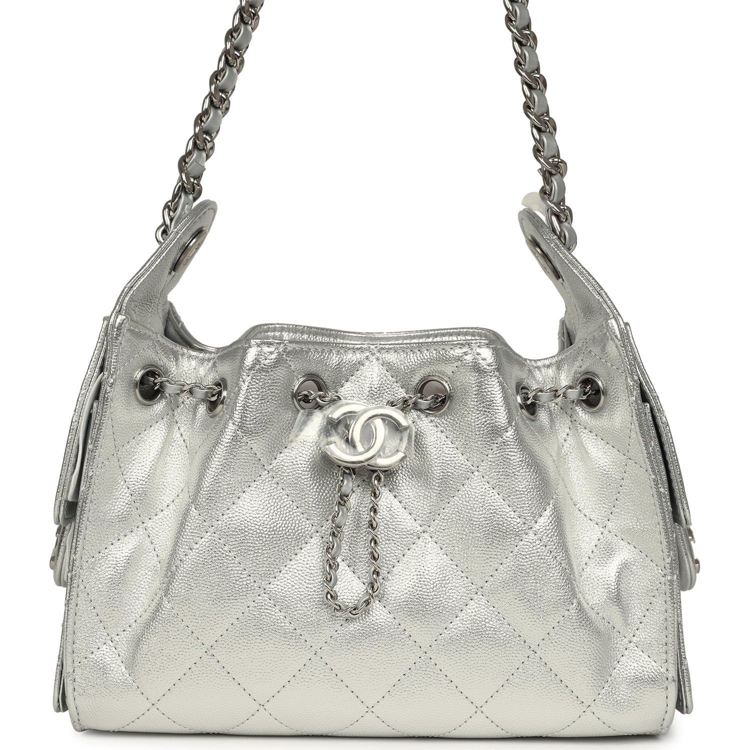 Mini 25 Hobo Bag Metallic Silver Caviar Silver Hardware