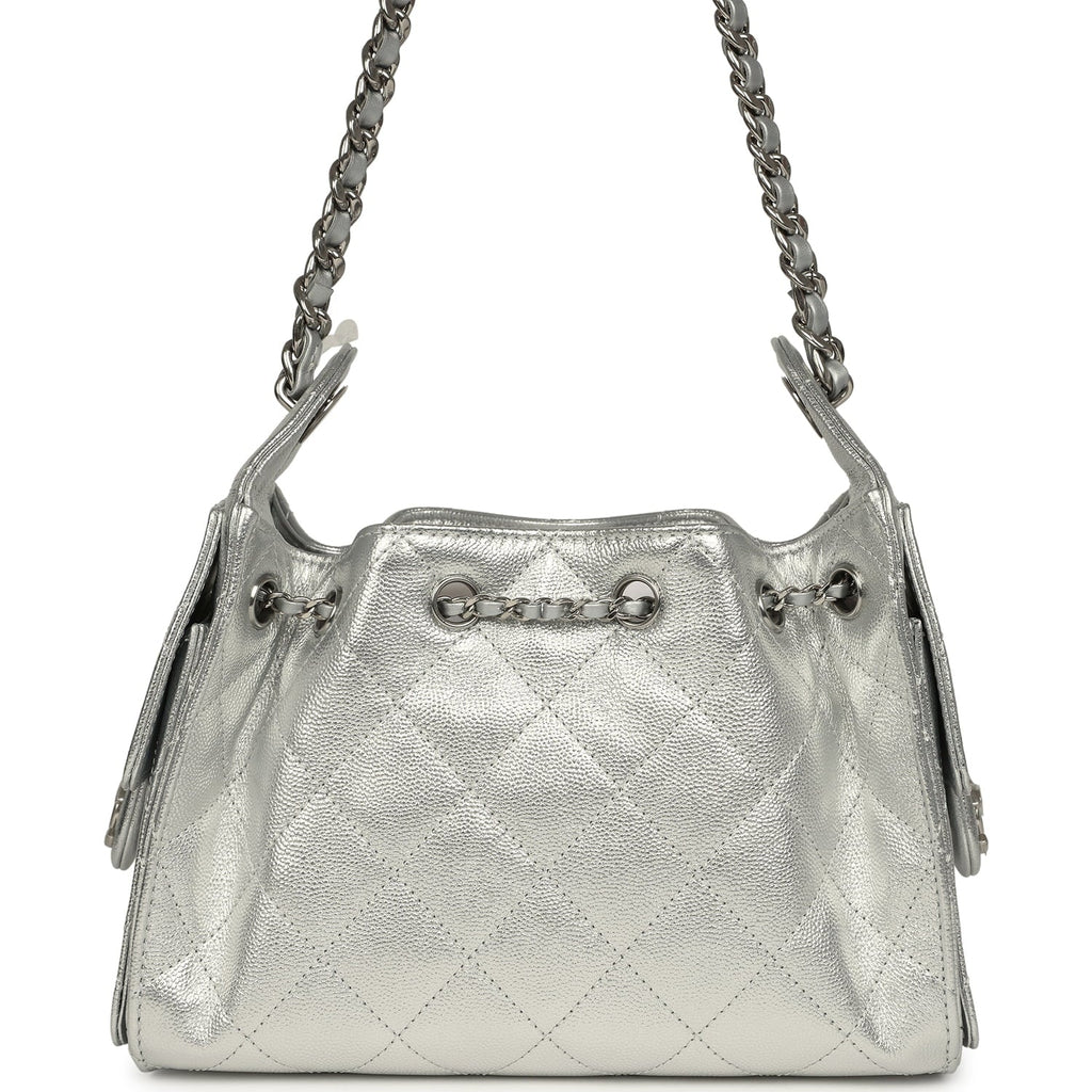 Mini 25 Hobo Bag Metallic Silver Caviar Silver Hardware