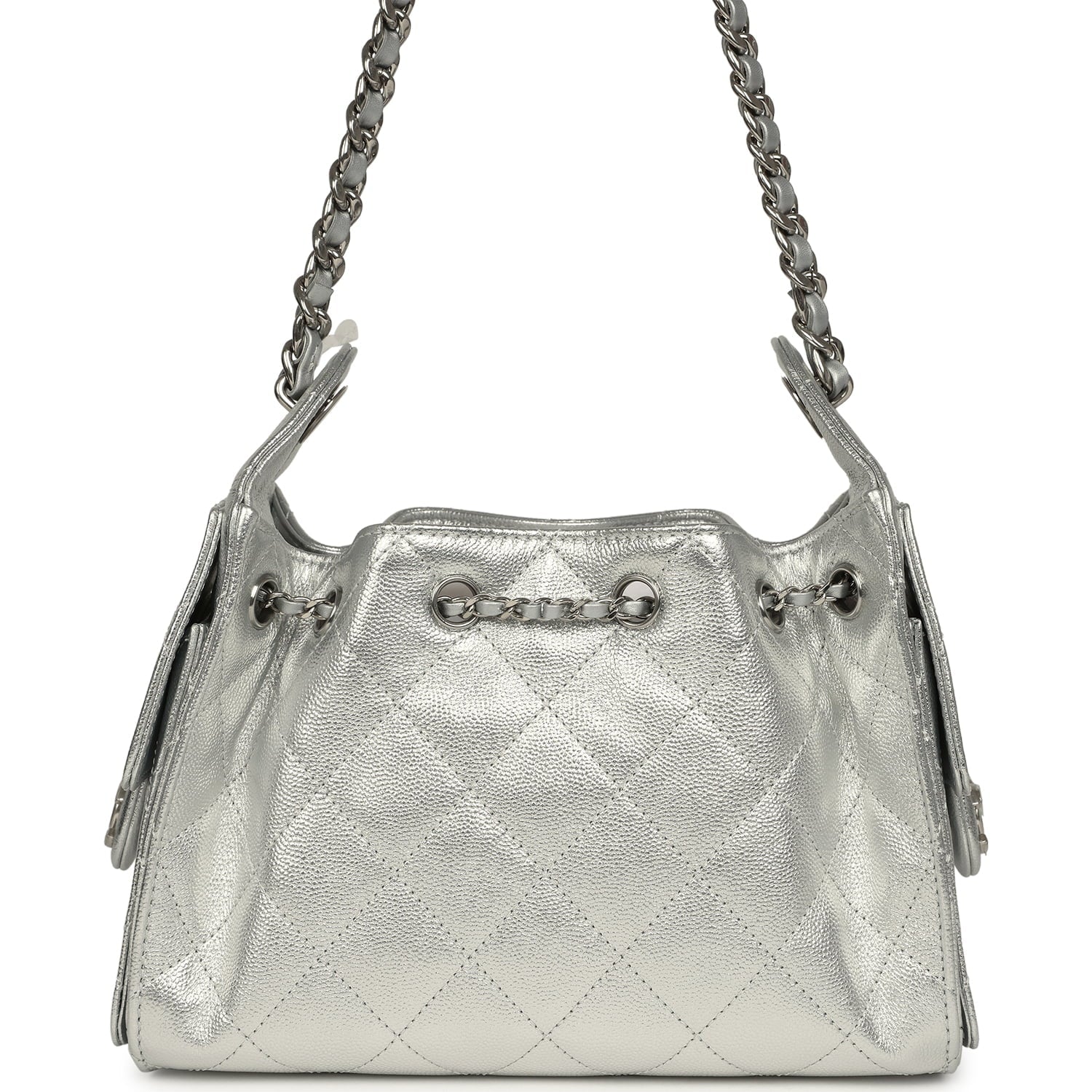 Mini 25 Hobo Bag Metallic Silver Caviar Silver Hardware