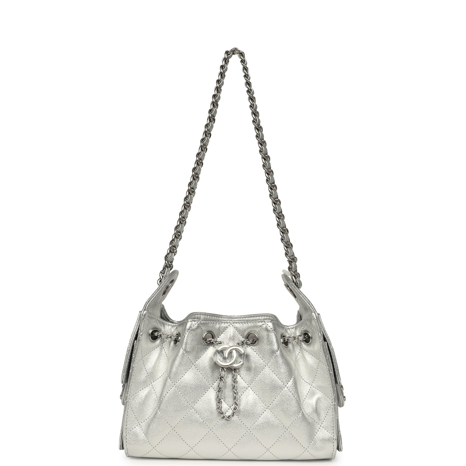 Mini 25 Hobo Bag Metallic Silver Caviar Silver Hardware