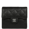Small Classic Flap Wallet Black Shiny Caviar Silver Hardware