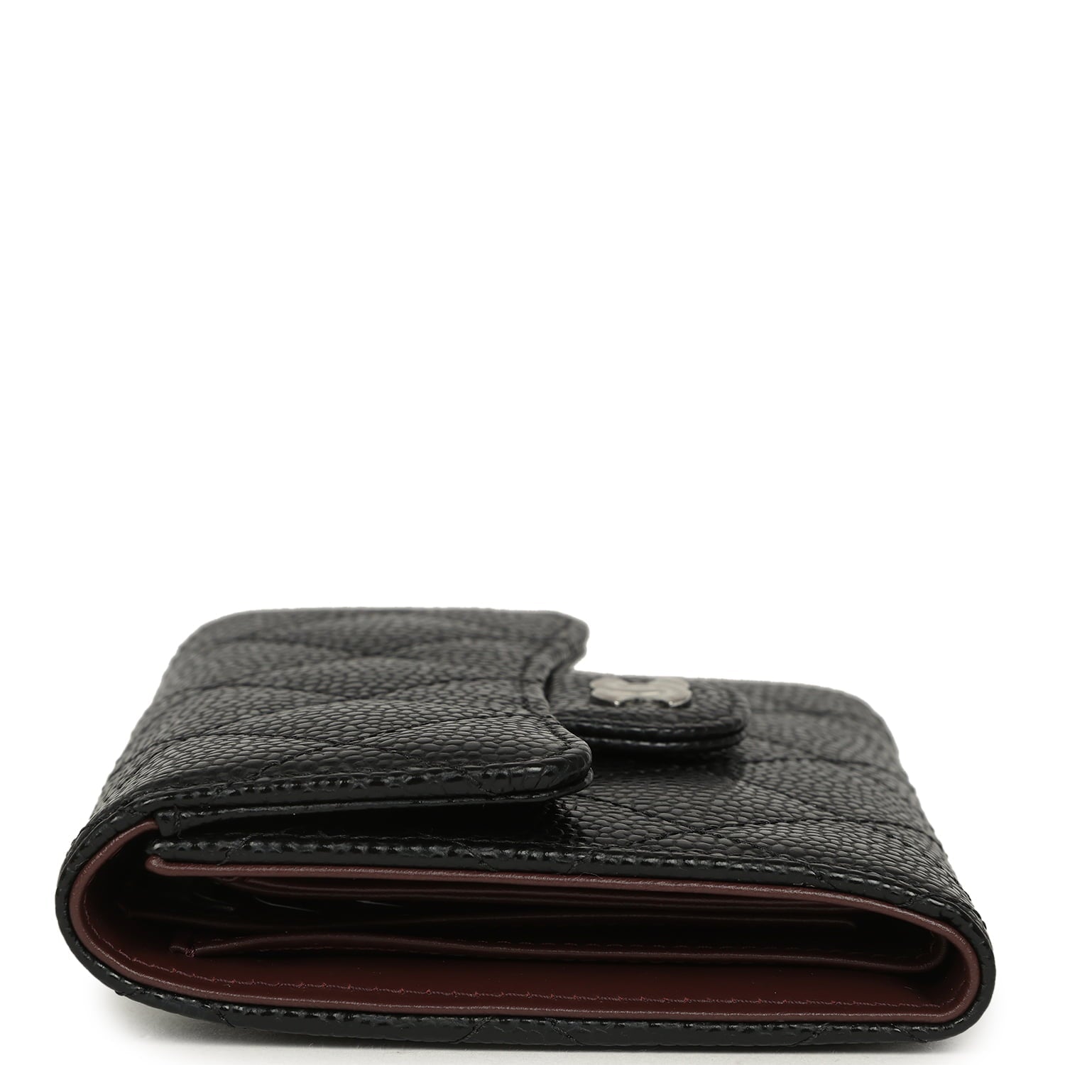 Small Classic Flap Wallet Black Shiny Caviar Silver Hardware