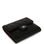Small Classic Flap Wallet Black Shiny Caviar Silver Hardware