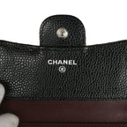 Small Classic Flap Wallet Black Shiny Caviar Silver Hardware