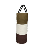 Maxi Coco Beach Large Shopping Bag Khaki, White, Brown Raffia and Black Calfskin