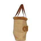 Coco Beach Maxi Shopping Tote Light Beige Raffia and Calfskin Gold Hardware
