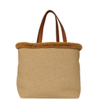 Coco Beach Maxi Shopping Tote Light Beige Raffia and Calfskin Gold Hardware
