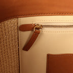 Coco Beach Maxi Shopping Tote Light Beige Raffia and Calfskin Gold Hardware