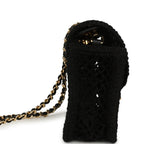 Small Coco Beach Macrame Flap Bag Black Mesh Gold Hardware