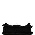 Small Coco Beach Macrame Flap Bag Black Mesh Gold Hardware