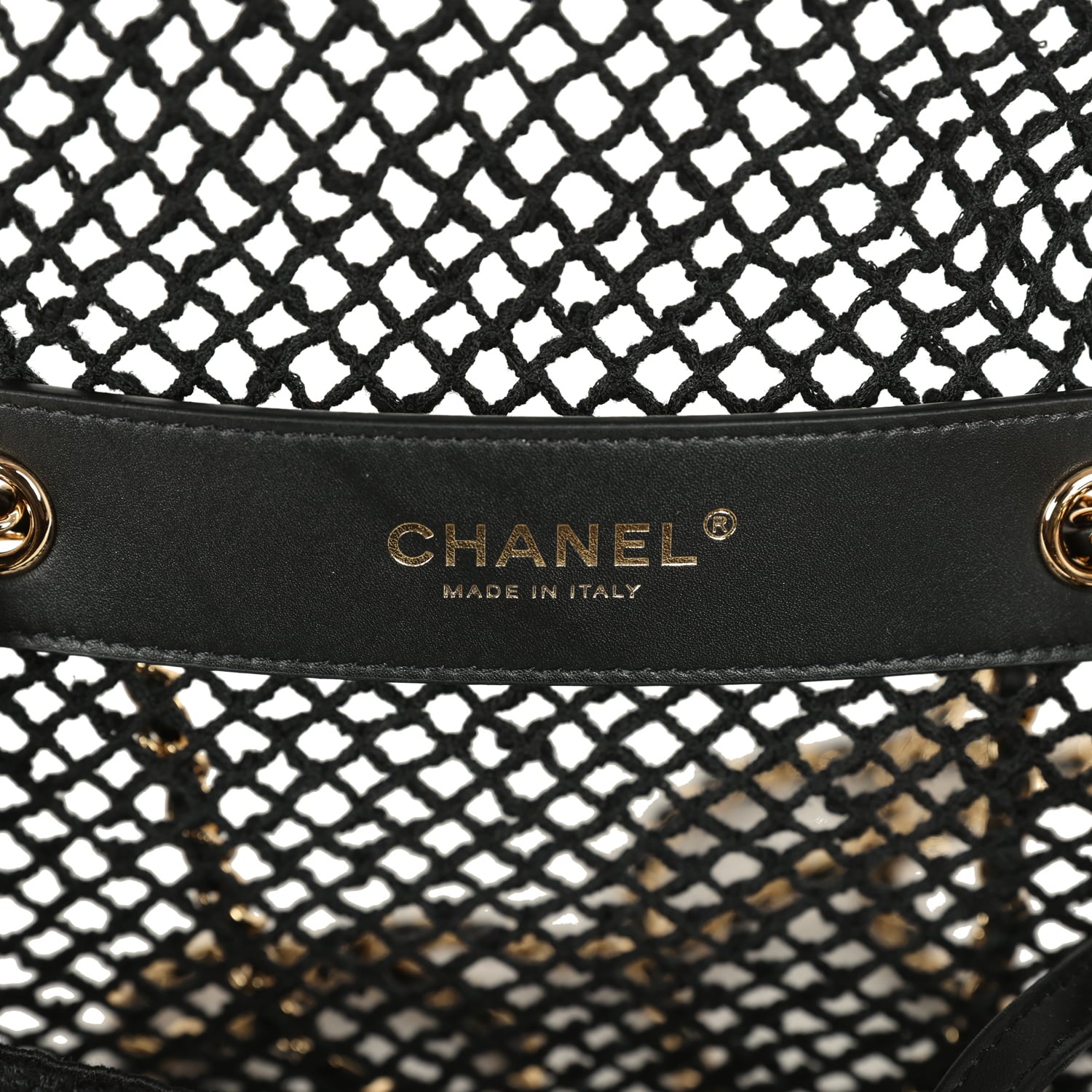 Small Coco Beach Macrame Flap Bag Black Mesh Gold Hardware